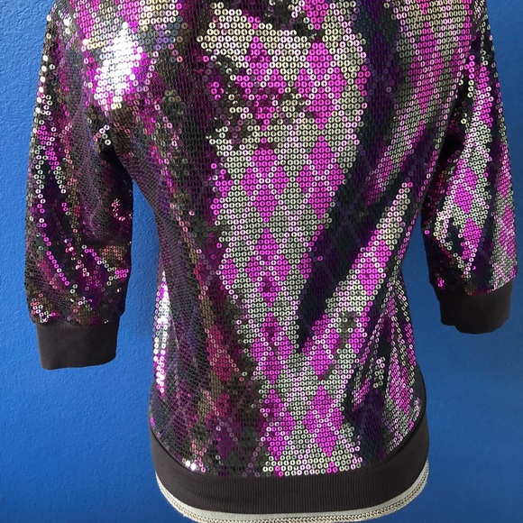 Express Purple Silver Sequin Sweatshirt Top Shirt - Picture 8 of 8